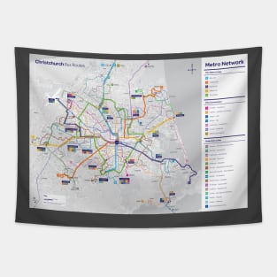 New Zealand - Christchurch - Bus Map - HD Tapestry