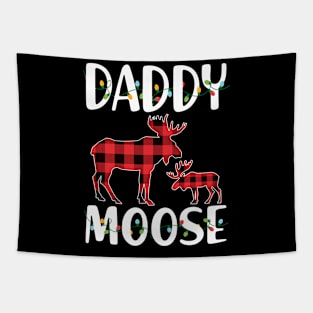 Red Plaid Daddy Moose Matching Family Pajama Christmas Gift Tapestry