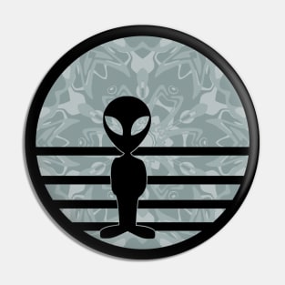 Encounters Kaleidoscope Pattern Gray Alien Sunset Silhouette Pin