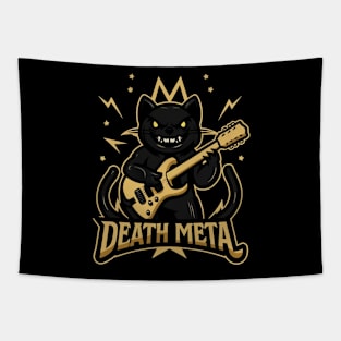 Death Metal Satanic Baphomet Cat playing guitar Tapestry