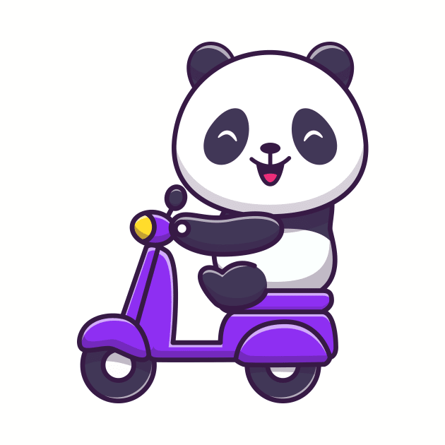 Cute Panda Riding Scooter Cartoon by Catalyst Labs