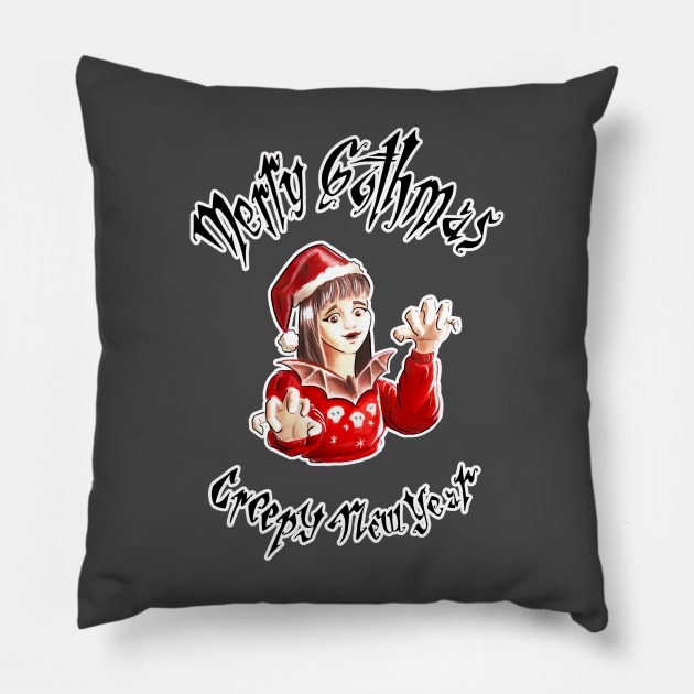 Merry gothmas gothic girl Pillow by Cleyvonslay