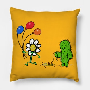 happy daisy, sad cactus Pillow