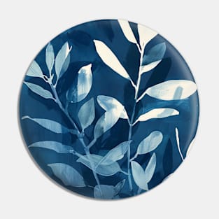 Boho Indigo Blue Botanical Pattern Pin