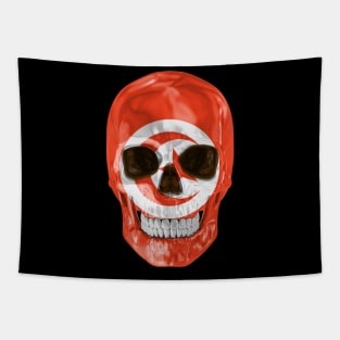 Tunisia Flag Skull - Gift for Tunisian With Roots From Tunisia Tapestry