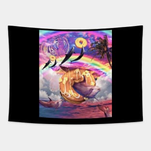 Rainbow Dolphin - Donut With Spirit Tiger Tapestry