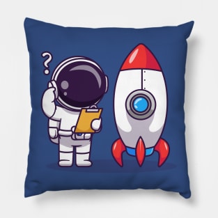 Cute Astronaut Testing Rocket Pillow