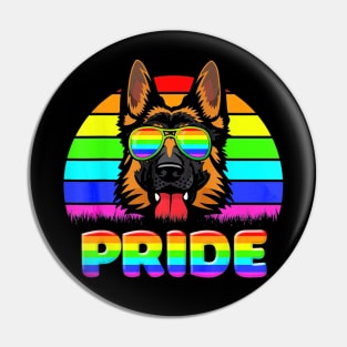 LGBT Gay Pride Shepherd T Shirt Vintage Dog Sunglasses Love Pin