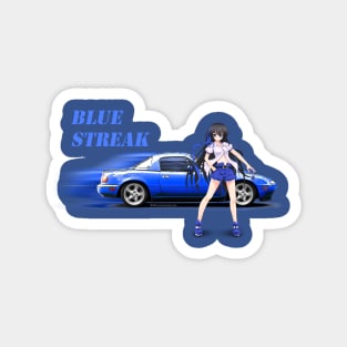 Blue Miata MX-5 with anime girl Magnet