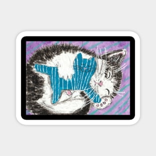 Cute cat kitty sleeping  art Magnet