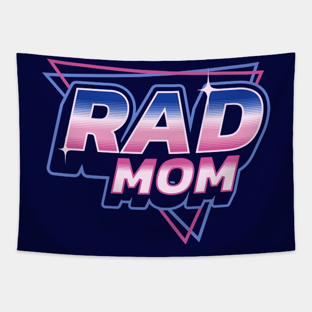 Rad Mom - 80's Retro Vintage Retrowave Mother's Day Tapestry by OrangeMonkeyArt