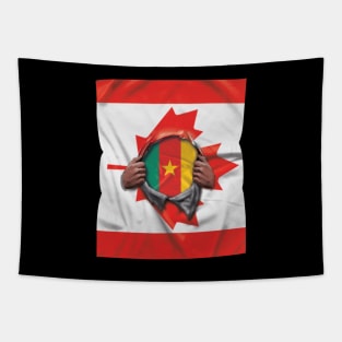 Cameroon Flag Canadian Flag Ripped - Gift for Cameroonian From Cameroon Tapestry