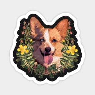 Corgi And Plants Magnet