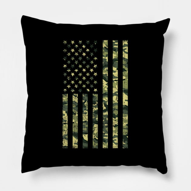 Camo American Flag Usa Camouflage Patriotic American Flag Pillow by lam-san-dan