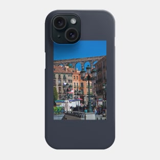 Spain. Segovia. Roman aqueduct over the town. Phone Case