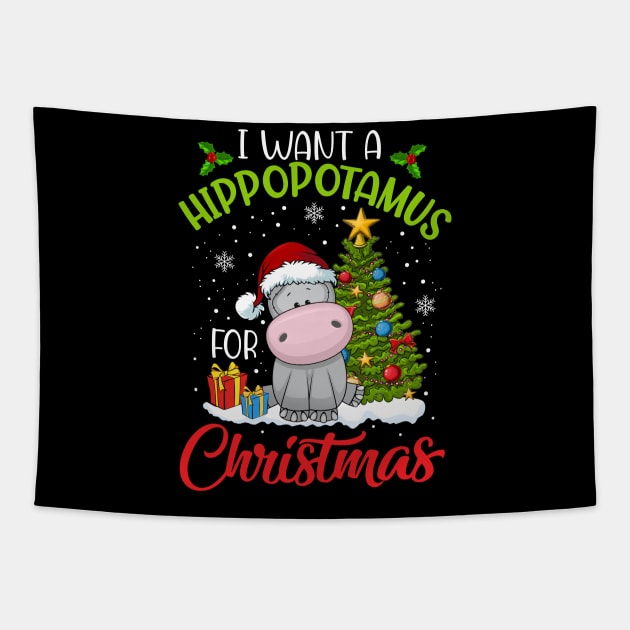 I Want A Hippopotamus For Christmas Cute Gift Xmas Costume Tapestry by webster