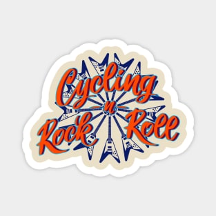 Cycling and rock and roll lettering art with electric guitars Magnet