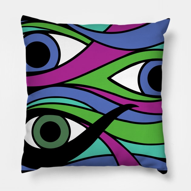 Trippy Eyeball Purple Pillow by Bee Trippy