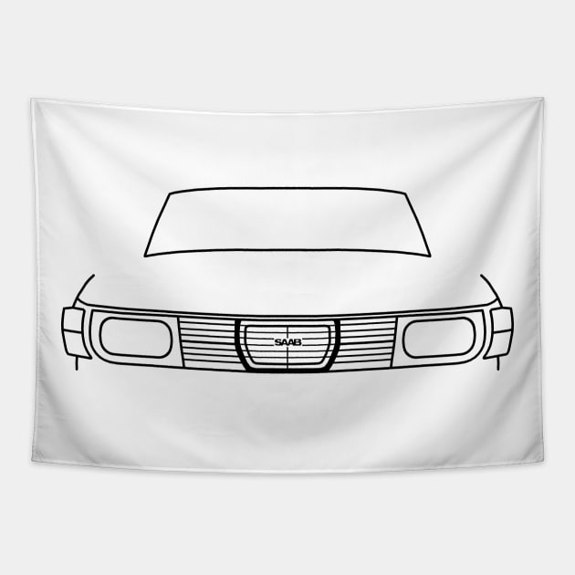 Saab 99 classic car outline graphic (black) Tapestry by soitwouldseem