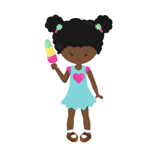 Girl With Ice Cream, African American Girl, Dress T-Shirt