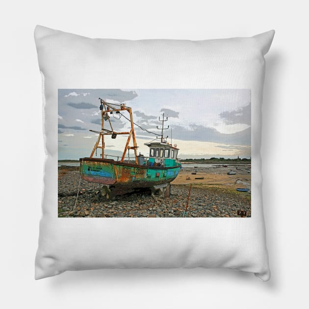 Guernsey Fishing Boat Pillow by RedHillDigital