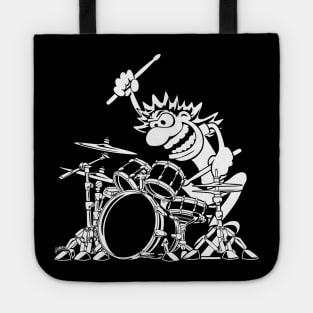 Crazy Drummer Cartoon Illustration Tote