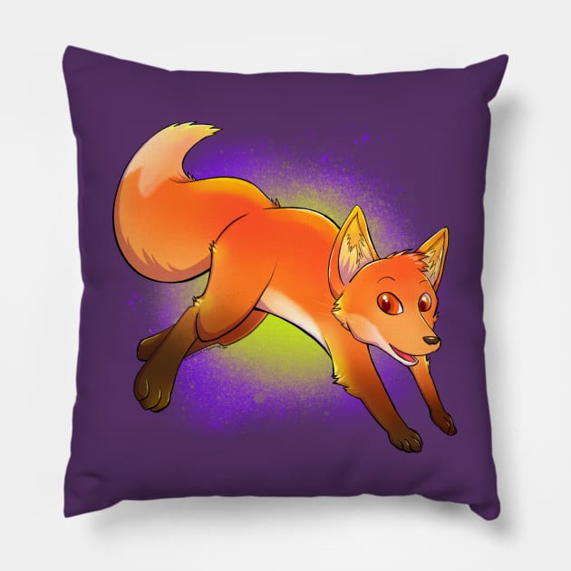 Neon Fox Pillow by radiochio