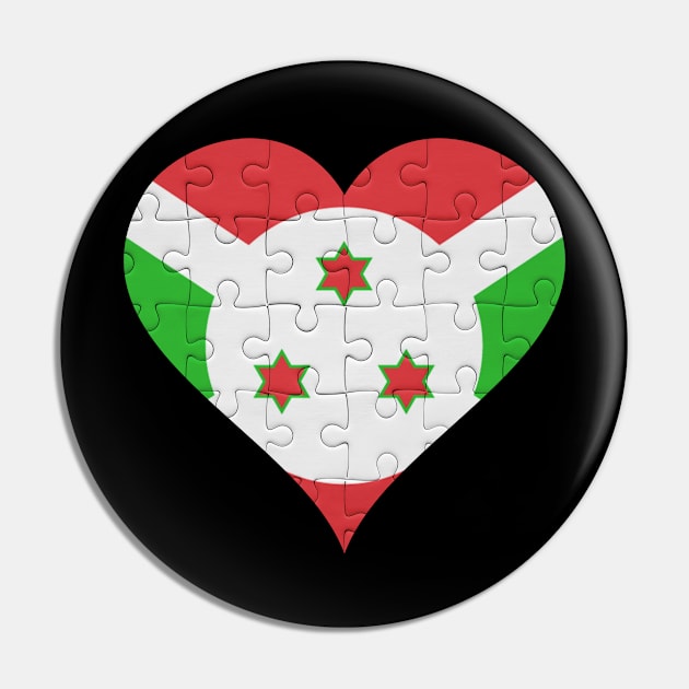 Burundian Jigsaw Puzzle Heart Design - Gift for Burundian With Burundi Roots Pin by Country Flags