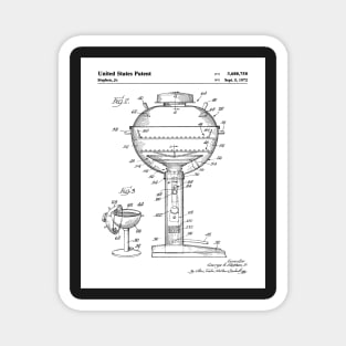 BBQ Grill Patent - Barbecue Chef Kitchen Cooking Art - White Magnet