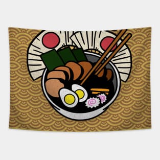 Noodle lovers eating noodles in gold Tapestry