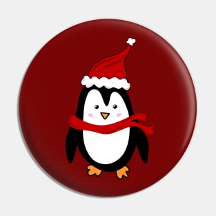 Festive Christmas Holiday Penguin with Santa Hat, made by EndlessEmporium Pin