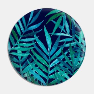 Watercolor Palm Leaves on Navy Pin