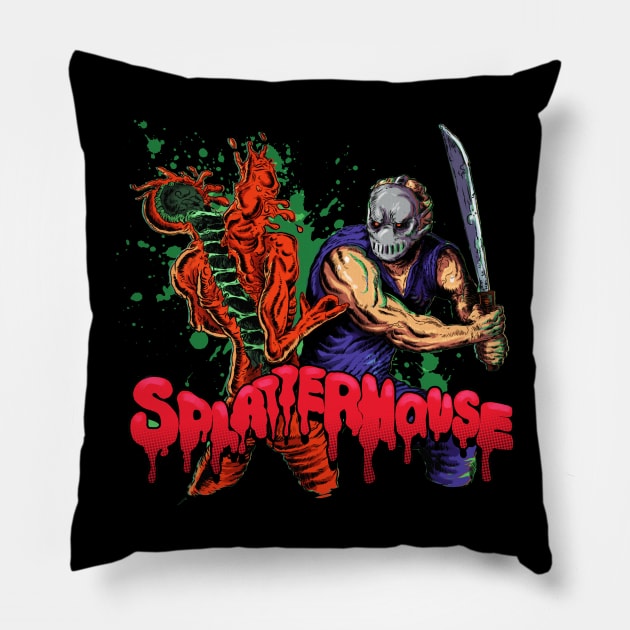 SPLATTERHOUSE Pillow by Creepsandbabes