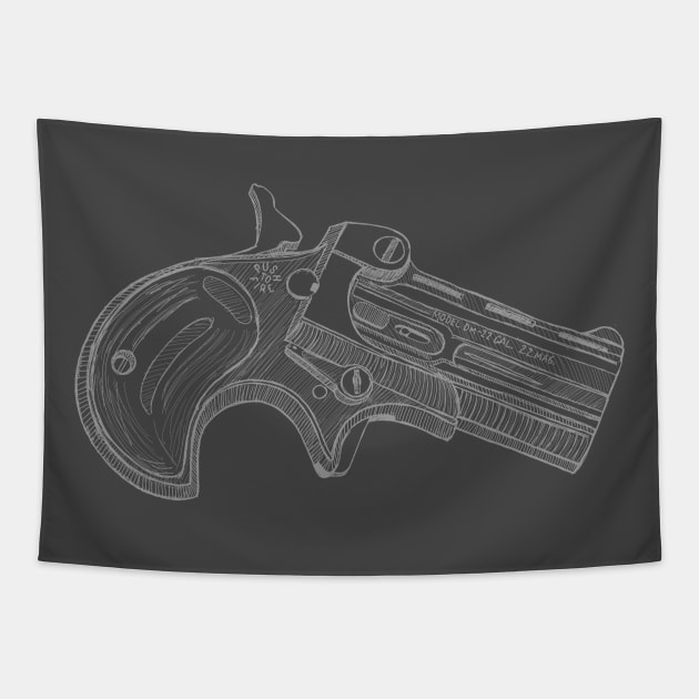 Gun_wht Tapestry by Alstad