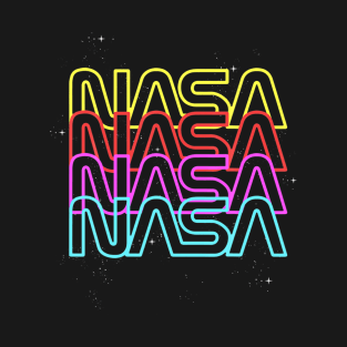 NASA Neon Rainbow Repeat Text Logo T-Shirt