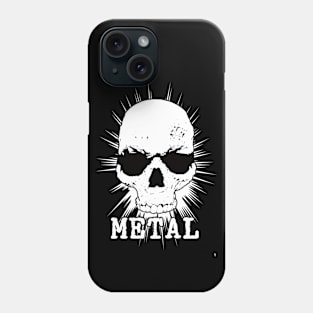 White skull, metal music. Phone Case