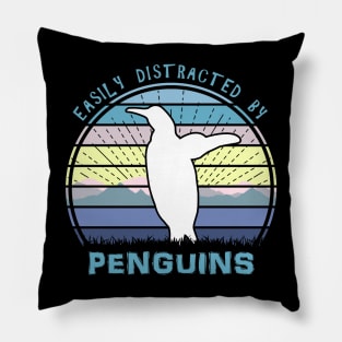 Easily Distracted By Penguins Pillow