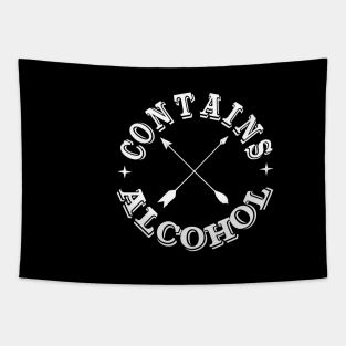 funny drinking logo contains alcohol Tapestry