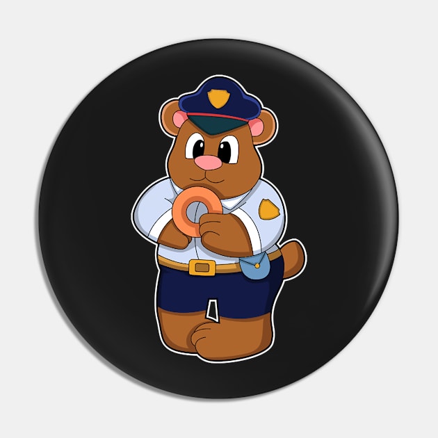 Bear as Police officer with Police uniform & Donut Pin by Sonoma92