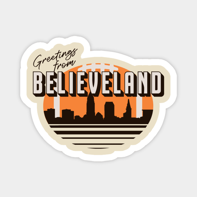 Greetings From Believeland Magnet by InkStreet Tees