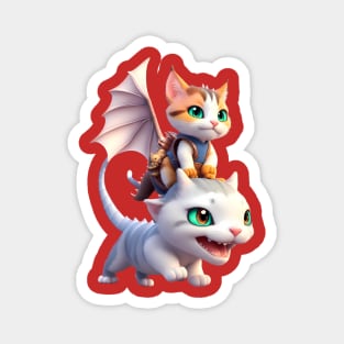 Calico Dragon Cat & Friend - The Dragon Cat Collection Magnet