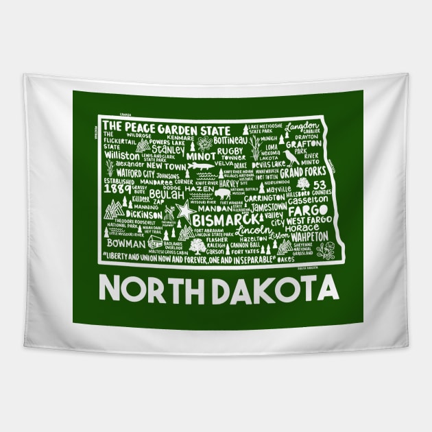 North Dakota Map Tapestry by fiberandgloss