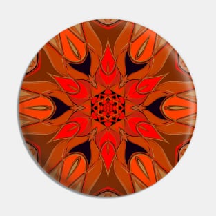 Cartoon Mandala Flower Orange Pin