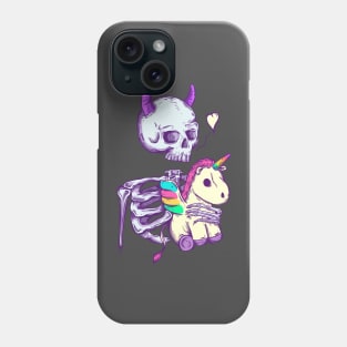 Cute skeleton holding unicorn Phone Case