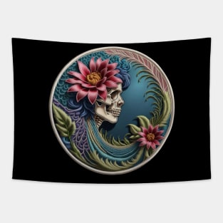 Floral Grateful Skeleton Embroidered Patch Tapestry