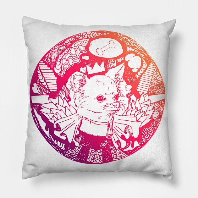 Sunset Sky Circle of the Chihuahua Pillow by kenallouis