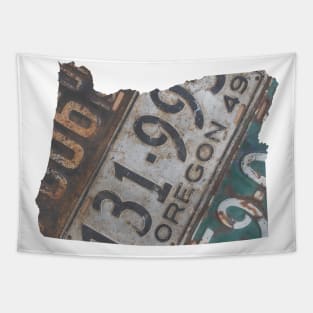 Vintage Oregon License Plates Tapestry