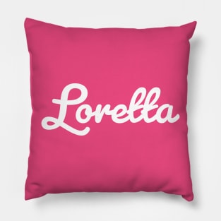 Loretta Cursive Script Typography White Text Pillow