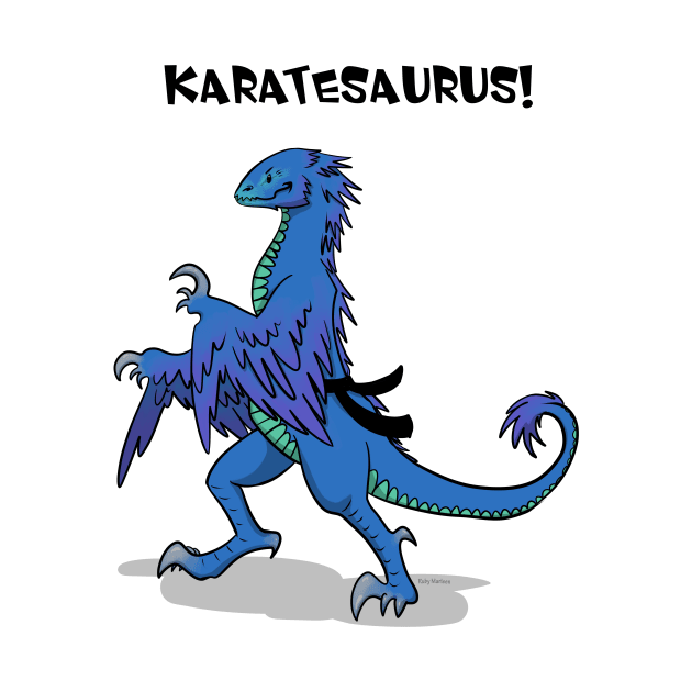 Karatesaurus! blue for bright backgrounds by RubyMarleen