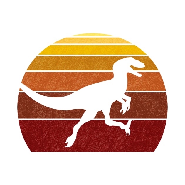 Utahraptor or Velociraptor Synthwave Sunset Sunrise Dinosaur by FalconArt